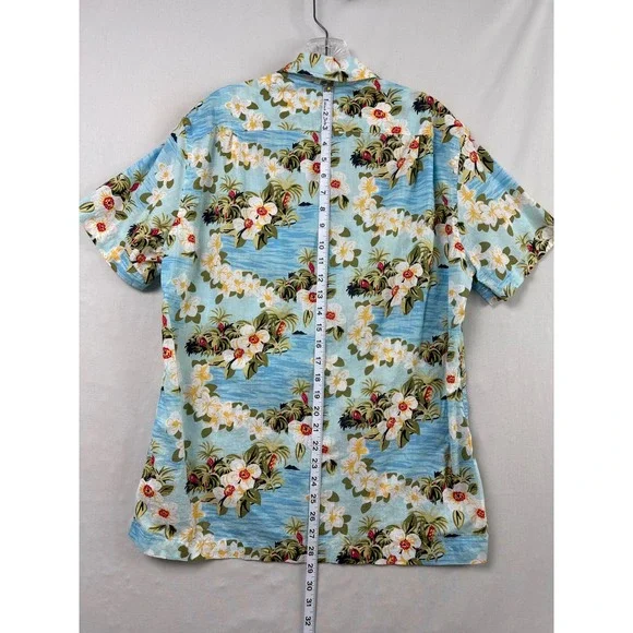 J.Crew Button Down Shirt Mens M Blue Resort Tropical Floral Cotton Short Sleeve - Picture 3 of 10